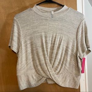 NWT Mock Neck Gray Crop